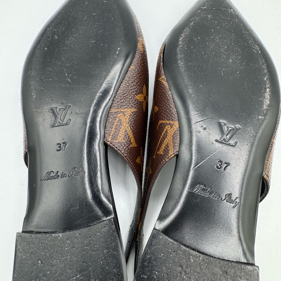 Authentic LOUIS VUITTON Patent Monogram Cherie Slingback Ballerina Flats 37 - Picture 5 of 8